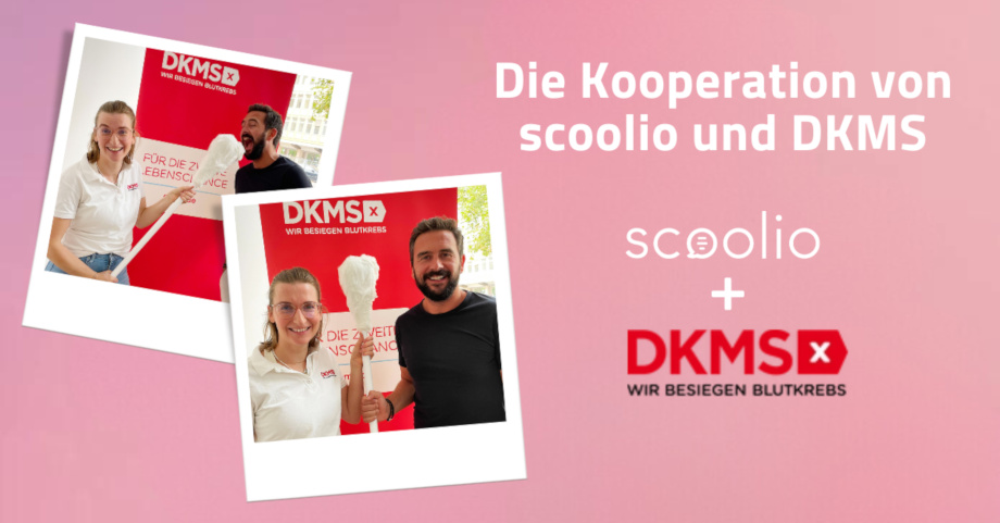 DKMS Typisierungswerbebild mit riesigem Wattestäbchen